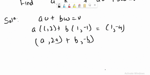 write-v-as-a-linear-combination-of-u-and-w-if-possible-given-u-12-and-w-1-1-and-v-1-4-find-a-and-b-such-that-au-bw-v-48412