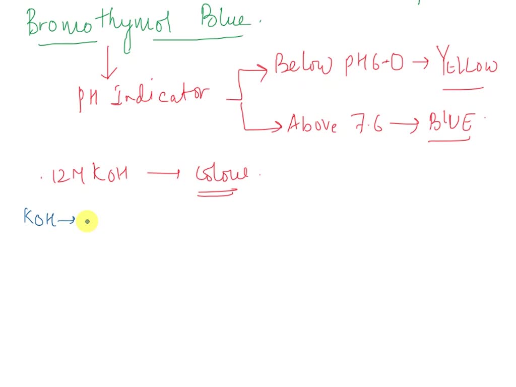 SOLVED The indicator bromothymol blue is yellow below pH 6.0 and