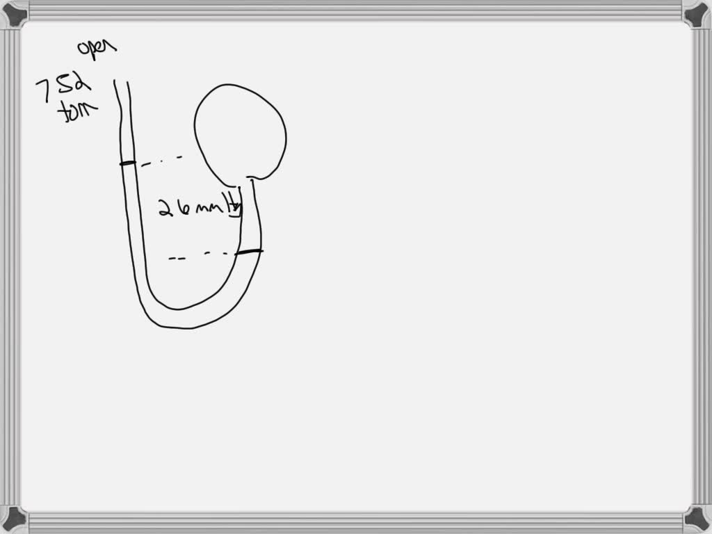 A flask containing helium gas is connected to an openended mercury
