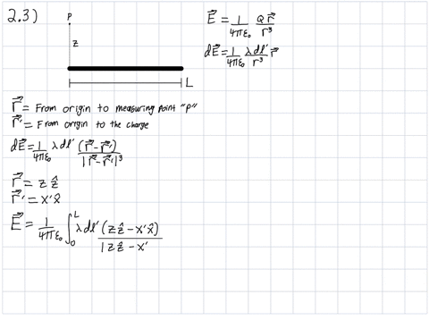problem-23-find-the-electric-field-a-distance-above-one-end-of-a-straight-line-segment-of-length-l-fig-27-that-carries-a-uniform-line-charge-a-check-that-your-formula-is-consistent-with-what-80046