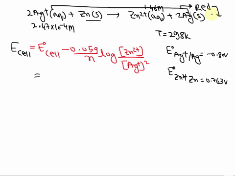 what-is-the-calculated-value-of-the-cell-potential-at-298k-for-an-electrochemical-cell-with-the-following-reaction-when-the-agt-concentration-is-24710-m-and-the-zn2-concentration-is-146-m-2a-39102