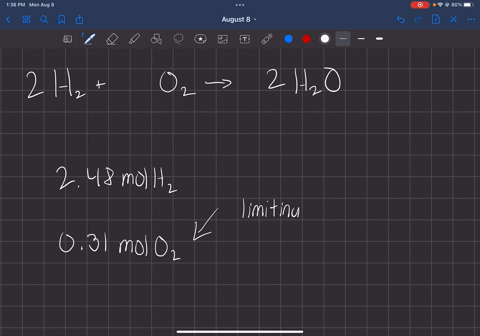 which-is-the-limiting-reactant-when-500-g-of-h2-and-100-g-of-o2-react-and-form-water-how-much-water-is-produced-how-much-excess-reagent-remains-34146