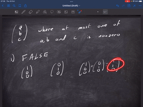 determine-if-the-subset-of-r3-consisting-of-vectors-of-the-form-where-at-most-one-of-a-b-and-is-nonzero-is-a-subspace-select-true-or-false-for-each-statement-1-this-set-is-closed-under-vecto-60019