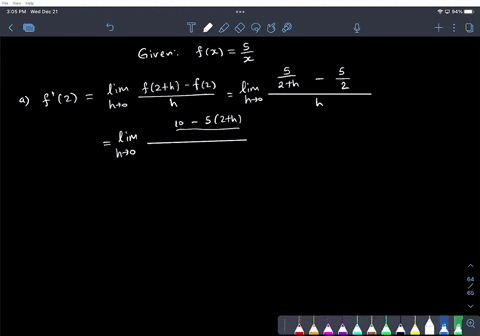 point-part-1-the-derivative-at-a-specific-point-use-the-definition-of-the-derviative-to-compute-the-derivative-of-fc-at-the-specific-point-2-evaluate-the-limit-by-using-algebra-t0-simplify-t-78584