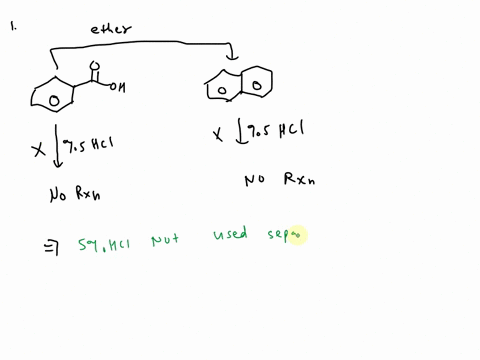 the-two-soietion-aolecules-eredoatearredissolved-in-ether-and-placed-in-a-separatory-funnel-is-5-hci-to-use-to-separate-the-two-molecules-good-molecule-mblecule-b-no-both-molecules-will-be-i-19627