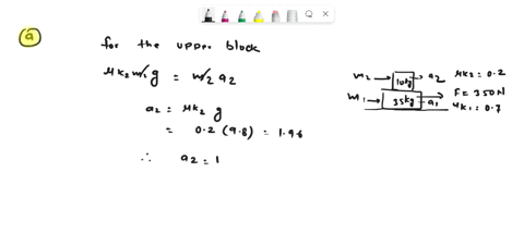 a-10-kg-block-is-placed-on-top-of-a-35-mathrmkg-block-figure-571-a-force-of-350-mathrmn-is-applied-t-53724