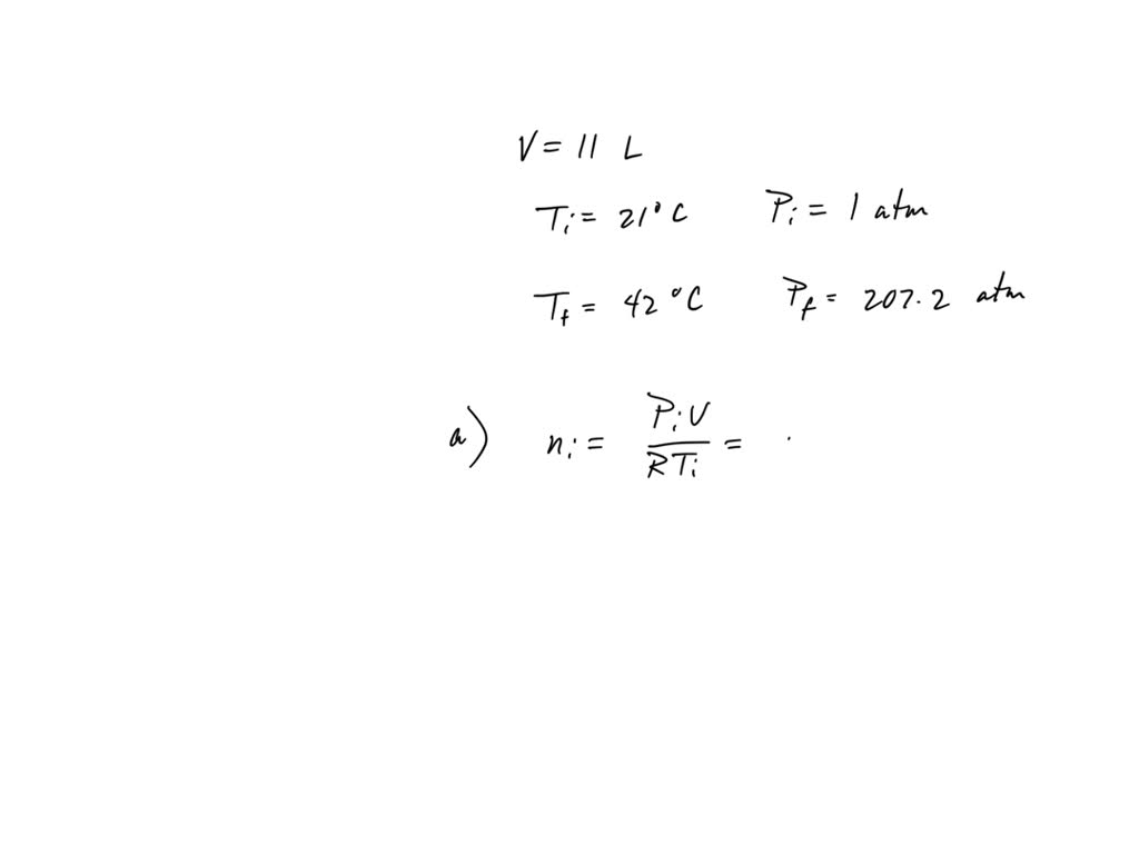 SOLVED An "empty" aluminum scuba tank contains 11.0 L of air at 21â„ƒ