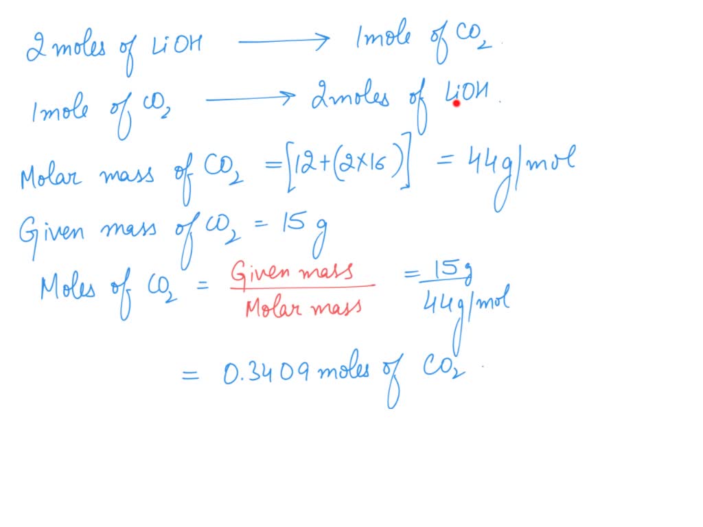 SOLVED LiOH Reacts With CO2 To Form Li2CO3 atomic Mass Of Li 7 solved-lioh-reacts-with-co2-to-form-li2co3-atomic-mass-of-li-7