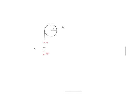 a-block-of-mass-m-is-attached-at-the-end-of-an-inextensible-string-which-is-wound-over-a-rough-pulley-of-mass-m-and-radius-r-assume-the-string-does-not-slide-over-the-pulley-find-the-acceler-74337