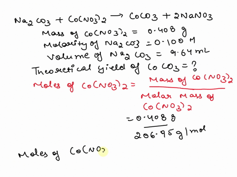 limiting-reagent-problem-calculate-the-theoretical-yield-of-the-precipitate-for-the-precipitation-of-cobalt-ii-carbonate-coco3-this-question-is-part-of-a-lab-where-metal-nitrate-is-disolved-84667