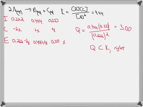 for-the-reaction-2-aaq-baq-caq-the-equilibrium-constant-is-444-at-25cthe-initial-concentrations-of-aaq-baq-and-caq-are-0222-m-0444-m-and-0333-m-respectively-what-will-be-the-concentration-of-01906