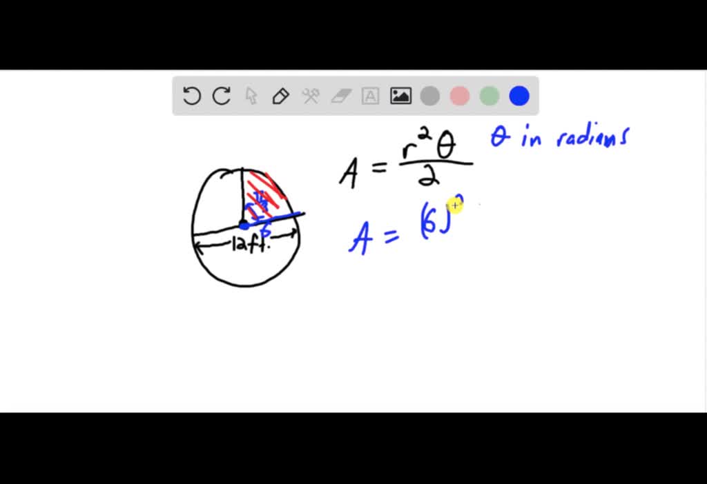 Solved Sector Of A Circle Has A Diameter Of Feet And An Angle Of Radians Find The Area