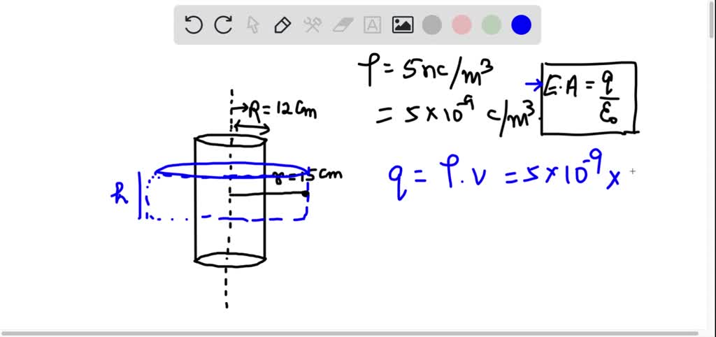 A long nonconducting cylinder (radius = 12 cm) has a charge of uniform ...