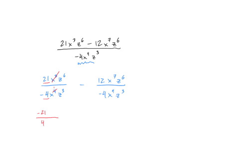 divide-21x3z6-12x7z6-4x4z3-simplify-answer-as-much-as-possible