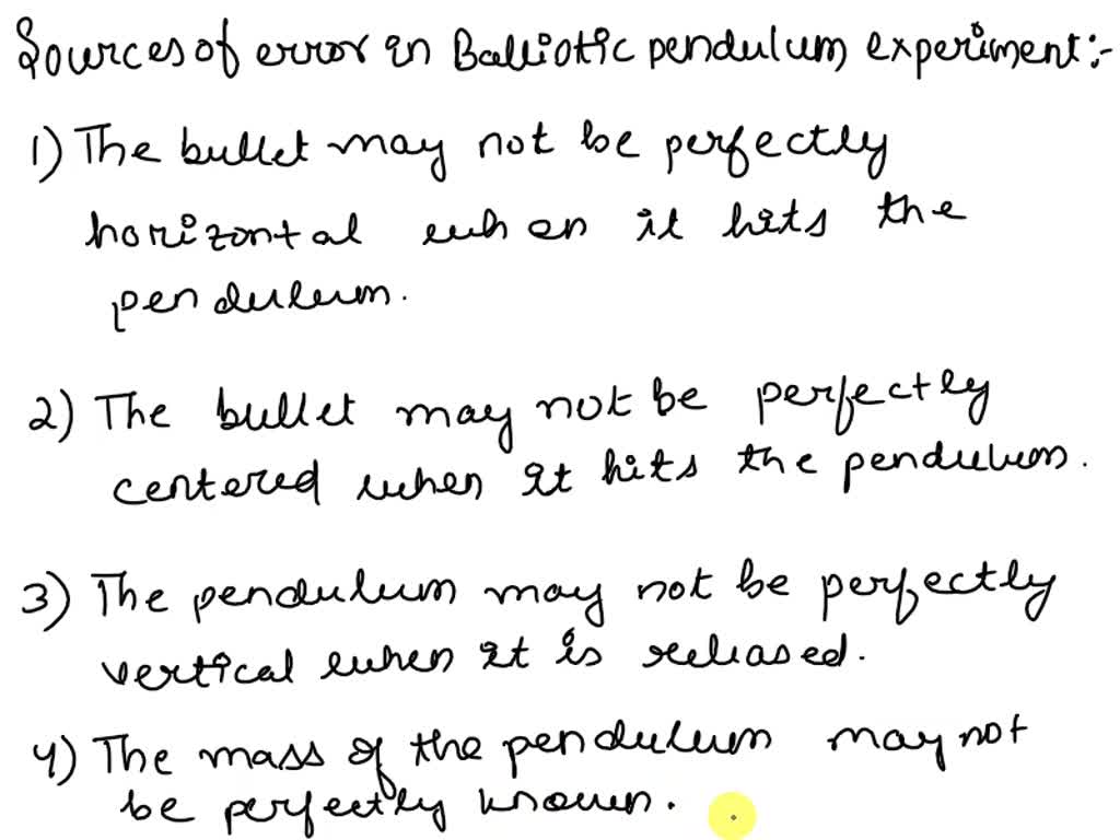 sources of error in pendulum experiment