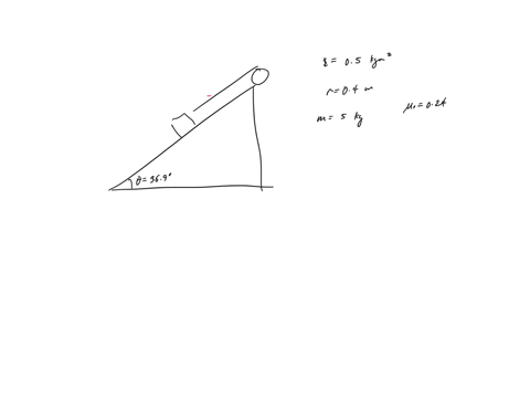 a-block-with-mass-mmm-500-kg-slides-down-a-surface-inclined-369-to-the-horizontal-figure-1-the-coefficient-of-kinetic-friction-is-024-a-string-attached-to-the-block-is-wrapped-around-a-flywh-44593