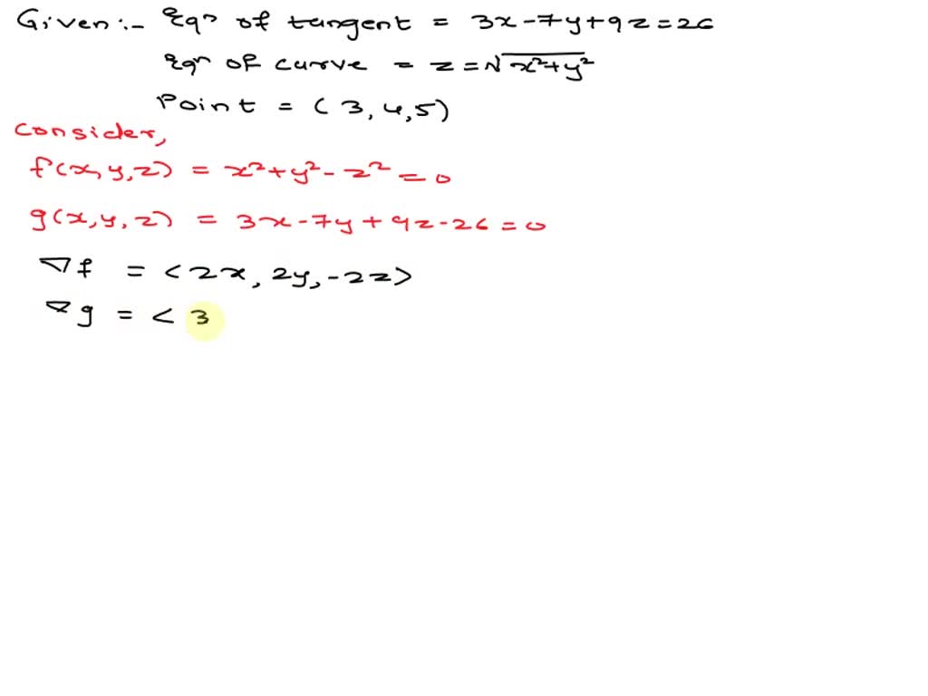 Solved 2 Find A Set Of Parametric Equations For The Tangent Line To The Curve Of Intersection 2080