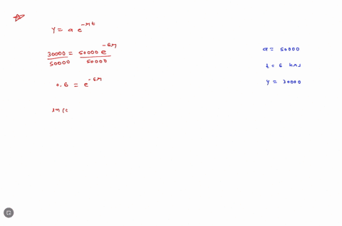 when-an-antibiotic-is-introduced-into-a-culture-of-50000-bacteria-the-number-of-bacteria-decreases-exponentially-after-6-hours-there-are-only-30000-bacteria-a-write-an-exponential-equation-t-58802