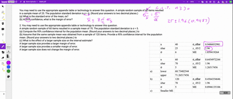 you-may-need-to-use-the-appropriate-appendix-table-or-technology-to-answer-this-question-a-simple-random-sample-of-40-items-resulted-in-a-sample-mean-of-25-the-population-standard-deviation-33346