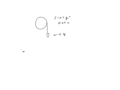 a-16-kg-block-is-attached-to-a-cord-that-is-wrapped-around-the-rim-of-a-flywheel-of-diameter-o40-m-and-hangs-verticallyas-shown-the-moment-of-inertia-of-the-flywheel-is-o70-kg-m2when-the-blo-76945