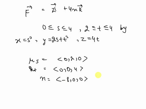 point-compute-the-flux-of-the-vector-field-f-zi-4xk-through-the-parameterized-surface-s-oriented-upward-and-given-for-0-4-2-t-4by-x-52-y-2s-2-2-4t-flux-4800-27277