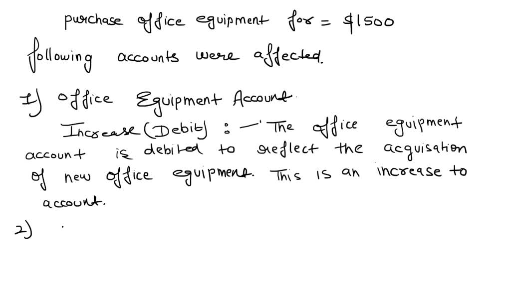 SOLVED 'ABC Cleaning Company purchased office equipment for 1,500