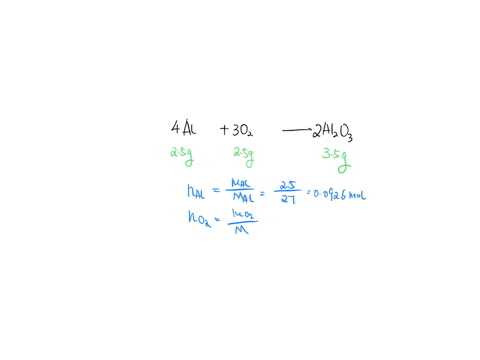 solid-aluminum-and-gaseous-oxygen-react-in-a-combination-to-produce-aluminum-oxide-in-an-experiment-the-reaction-of-25g-of-al-and-25g-of-o2-produced-35g-of-al2o3-calculate-the-yield-of-this-91138