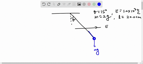 small-200-g-plastic-ball-is-suspended-by-200-cm-long-string-in-uniform-electric-field-as-shown-in-left-figure-if-the-ball-is-in-equilibrium-when-the-string-makes-150-angle-with-the-vertical-38163