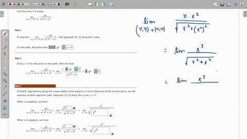 find-the-limit-if-it-exists_-xy-0-0-vx2-y2-step-to-examine-first-approach-0-0-along-the-x-axis-y-0-0-x2-yz-on-this-path-all-points-have-step-2-since-y-for-all-points-on-this-path-then-we-hav-64855