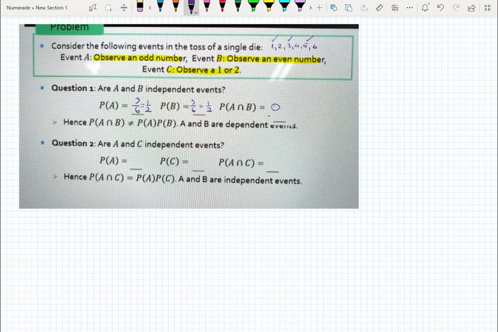 SOLVED: Exercise 1 Problem Consider The Following Events In The Toss Of ...