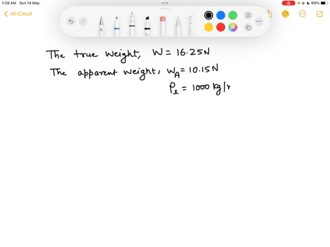 a-rock-weighs-1625-n-in-the-air-when-it-is-hanging-from-light-string-and-fully-submerged-in-a-beaker-of-water-the-tension-in-the-cord-is-1015-n-what-are-the-volume-and-density-of-the-rock-20393