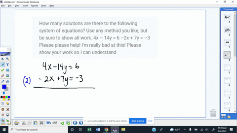 how-many-solutions-are-there-to-the-following-system-of-equations-use-any-method-you-like-but-be-sure-to-show-all-work-4x-14y-6-2x-7y-3-please-please-help-im-really-bad-at-this-please-show-y-36495