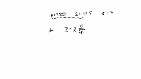 use-the-sample-mean-barx-to-predict-mu-by-calculating-the-interval-for-mu-with-a-level-of-confidence-of-1001-alpha-c-assume-a-person-conducts-a-survey-and-obtains-the-heights-of-n2000-adults-of-ages-2
