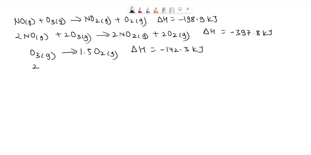 SOLVED: Calculate the enthalpy change for the reaction below: NO(g ...