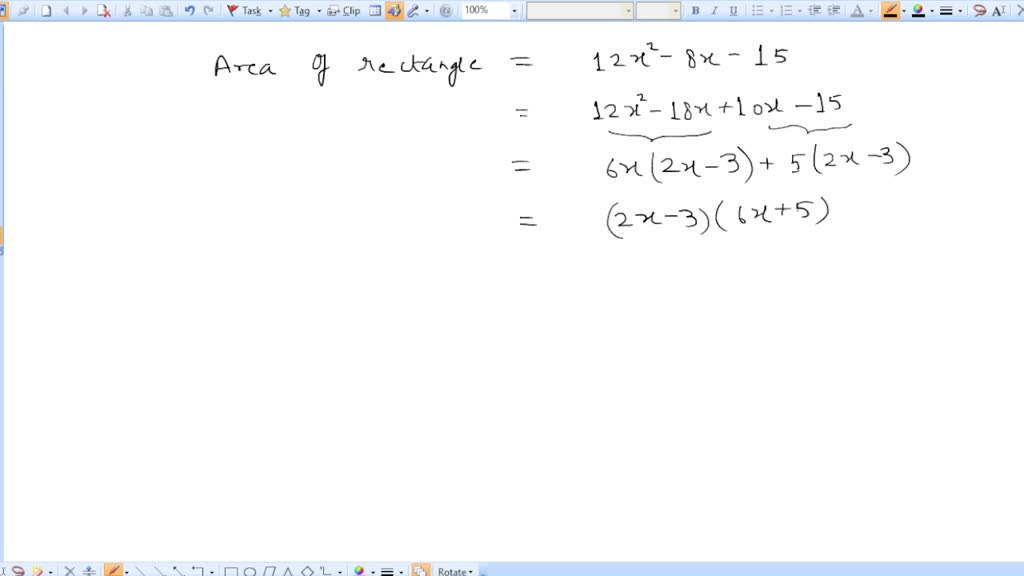 solved-the-area-of-the-rectangle-is-represented-by-x-4-8x-2-15