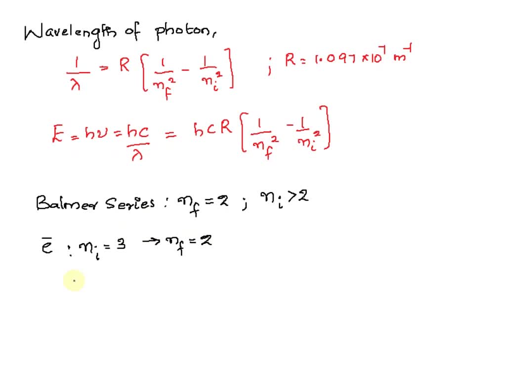 SOLVED: The Balmer series describes the transitions of electrons in the ...