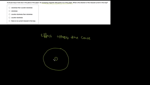 circular-loop-of-wire-lies-in-the-plane-of-the-paper-an-increasing-magnetic-field-points-out-of-the-paper-what-is-the-direction-of-the-induced-current-in-the-loop-clockwise-then-counter-cloc-86518