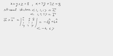 consider-the-following-planes-x-y-z-8-x-7y-7z-8-a-find-parametric-equations-for-the-line-of-intersection-of-the-planes-use-the-parameter-t-xt-yt-zt-86t6t-b-find-the-angle-between-the-planes-45715