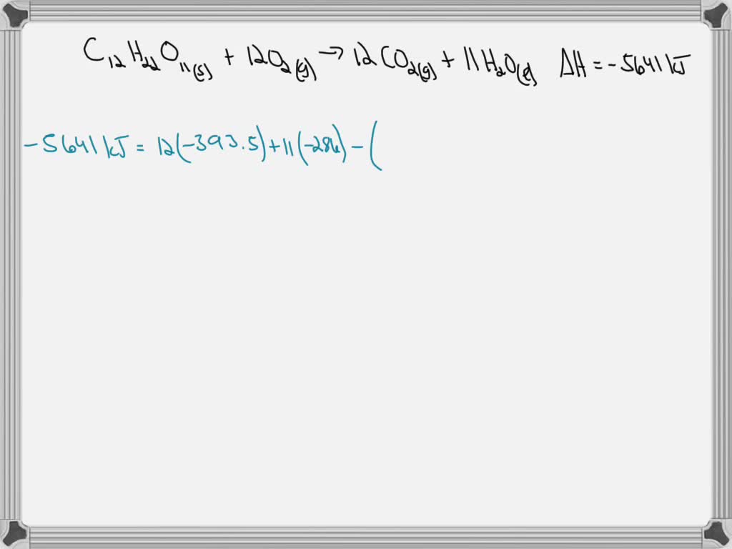 SOLVED: The complete combustion of 1.00 mol of sucrose, C12H22O11 ...