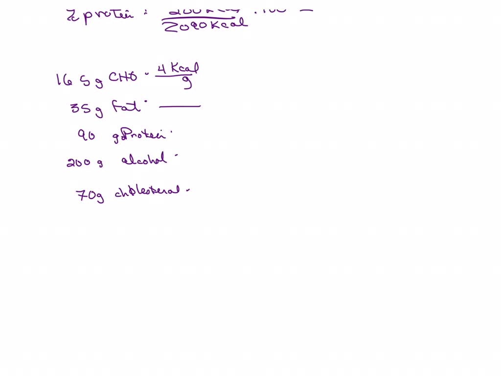 SOLVED 5. Calculate the percent contribution of Kcal from Protein CHO