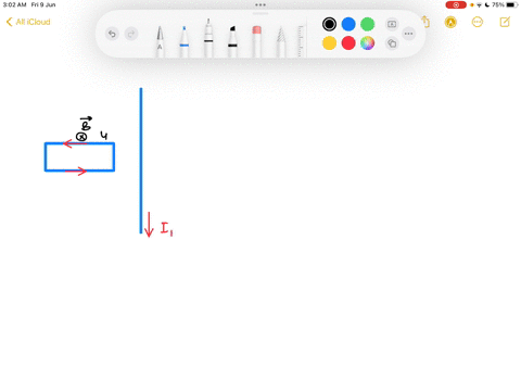 the-long-straight-wire-carries-current-i1-as-show-in-the-figure-below-the-rectangular-loop-has-long-edges-parallel-to-the-long-wire-and-camies-current-iz-what-is-the-direction-of-the-magneti-06747