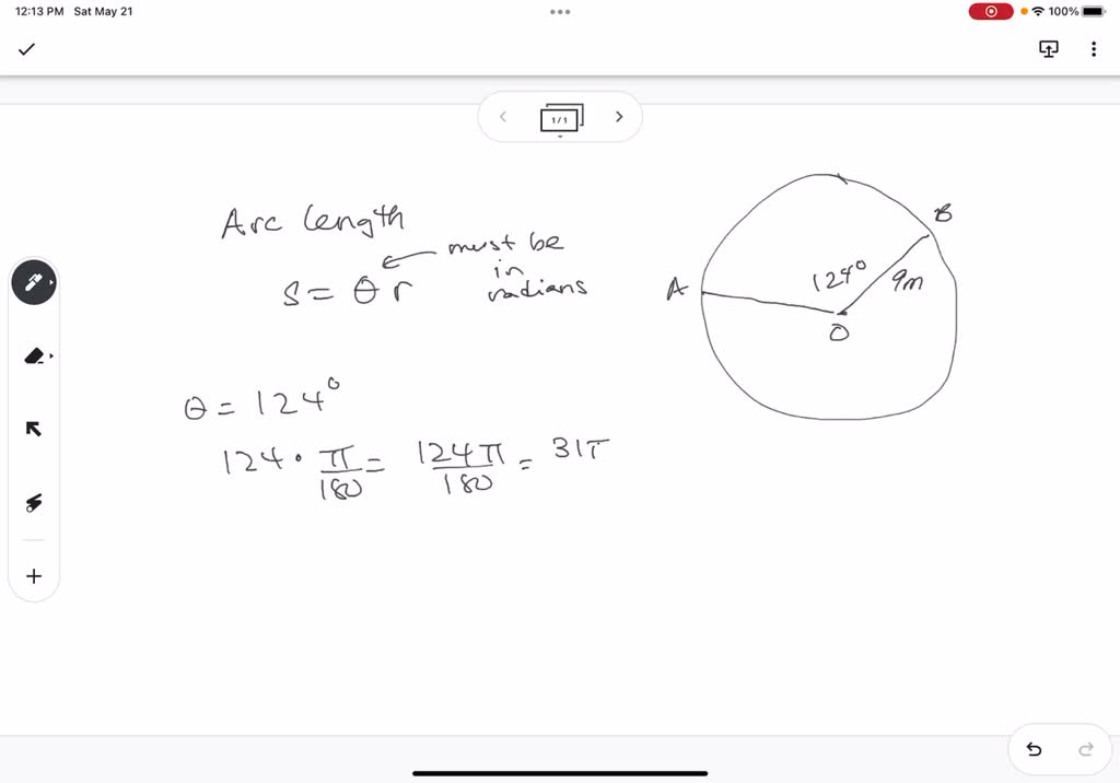 SOLVED: 'determine the arc of length AB. Give your answer in TWO ...