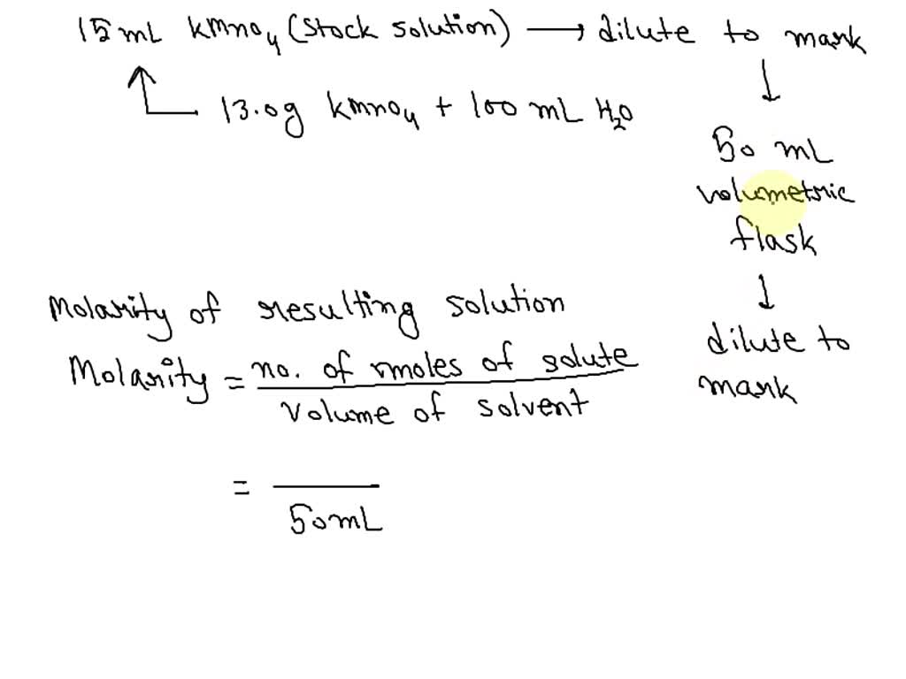 Solved A Stock Solution Of Potassium Permanganate Kmno4 Was Prepared By Dissolving 20 8 G