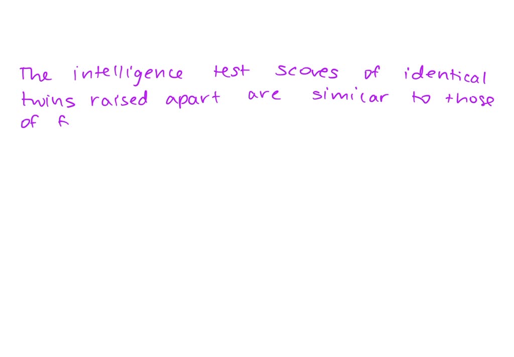 SOLVED The similarity between the intelligence test scores of identical twins raised apart is A