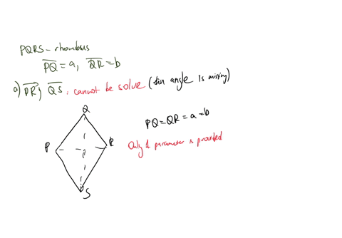 pqrs-is-a-rhombus-given-that-pq-and-qr-a-express-the-vectors-pr-and-qs-in-terms-of-b-a-and-b-hence-show-that-the-diagonals-in-a-rhombus-intersect-at-right-angles-72124