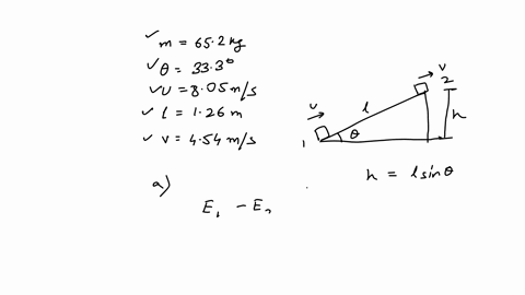 a-652-kg-skier-coasts-up-a-snow-covered-hill-that-makes-an-angle-of-333-with-the-horizontal-the-initial-speed-of-the-skier-is-805-ms-after-coasting-a-distance-of-126-m-up-the-slope-the-speed-48732