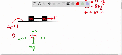 two-blocks-connected-by-a-rope-of-negligible-mass-are-being-dragged-by-a-horizontal-force-mathbff-fig-p5-45-suppose-that-f680-mathrmn-m_1120-mathrmkg-m_2180-mathrmkg-and-the-coefficient-of-kinetic-fri