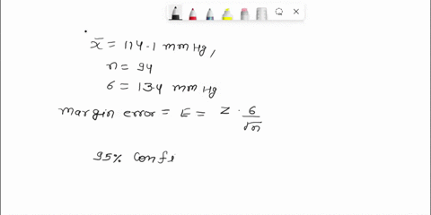 a-sample-of-94-women-aged-18-24-yields-a-mean-systolic-blood-pressure-of-1141-mm-hg-assuming-that-6-134-mm-hg-find-the-margin-of-error-in-estimating-at-the-95-level-of-confidence-93045