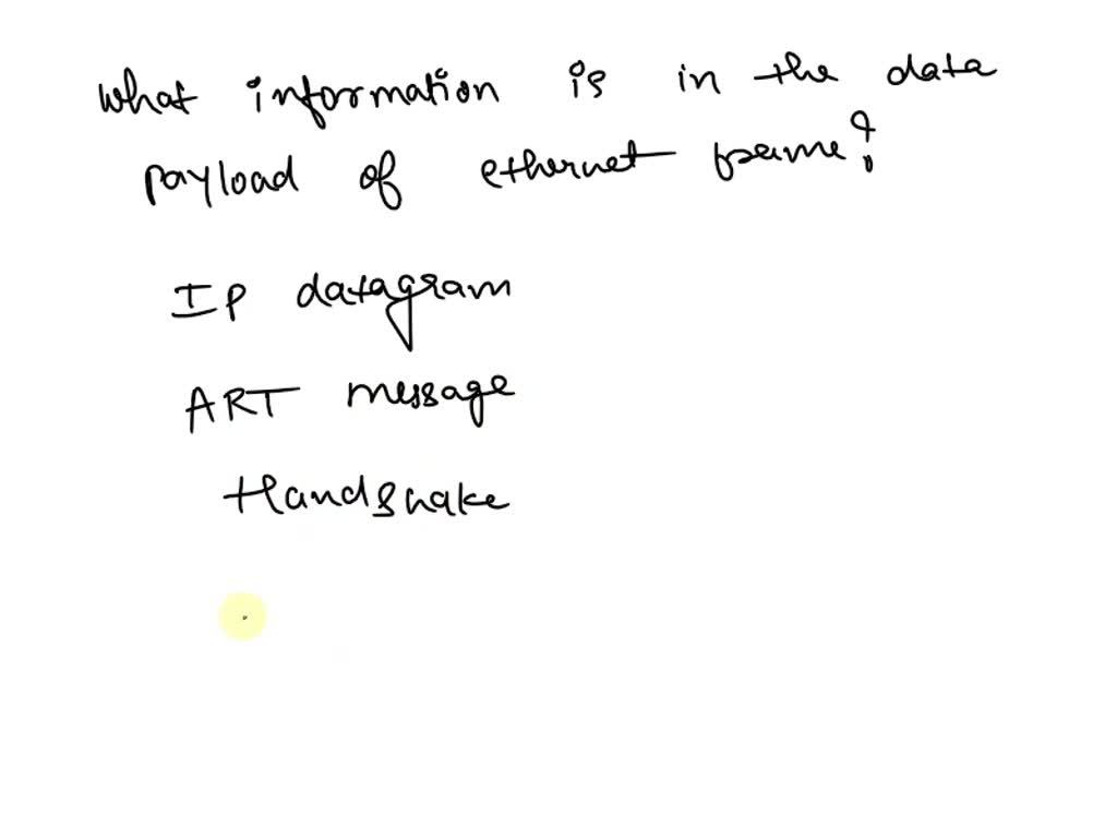 What information is in the data payload of the Ethernet frame? IP ...