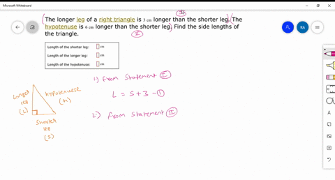 the-longer-leg-of-a-right-triangle-is-3-em-longer-than-the-shorter-leg-the-hypotenuse-is-cmi-longer-than-the-shorter-leg-find-the-side-lengths-of-the-triangle-length-0f-the-shorter-leg-lengt-58957